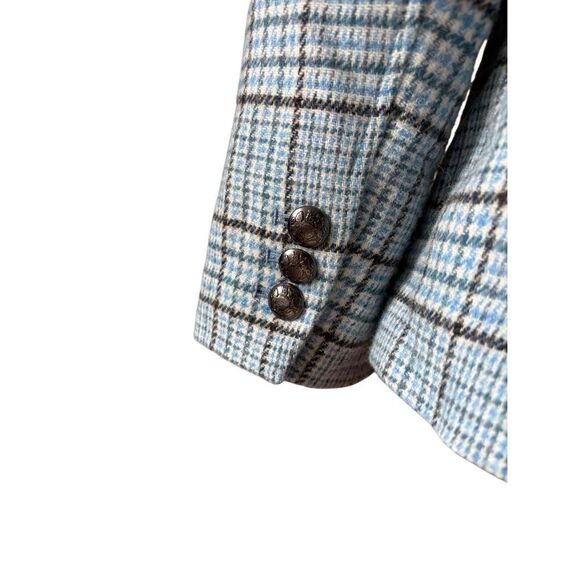Talbots CLASSIC SHETLAND BLAZER Jacket GLEN PLAID Blue size 10 Petite Button Fro - Picture 14 of 14